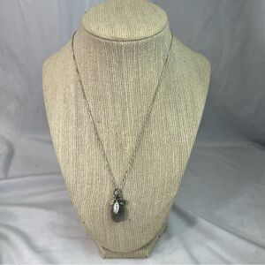 925 Italy Sterling Silver Labradorite Pendant Chain Necklace 18in